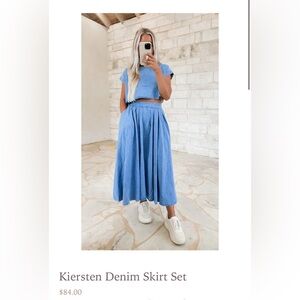 Denim Midi Skirt Set